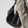 Cowhide Woven Women's Bag Versatile Diamond Commuter Big Bag Genuine Leather Large Capacity Shoulder Armpit Bag
