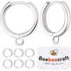 Beebeecraft 20 Stück Creolen Huggie Ohrhaken Messing versilbert 925 Sterling Silber Französische Runde Hebelverschluss Ohrring-Komponenten mit offenen Biegeringen für Schmuck