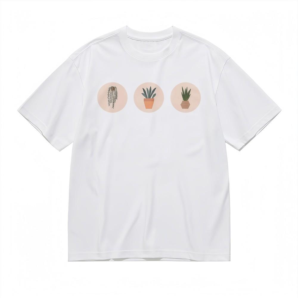 Women's Soft Breathable All Season Classic T-Shirt House Plants Trio Cotton Tee