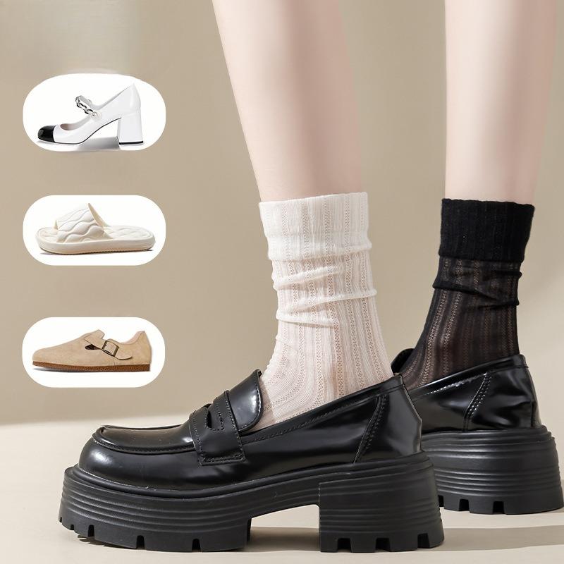 Summer Thin Boneless Ice Socks for Women, Mid-calf Ice Silk Breathable Long Calf Socks for Women