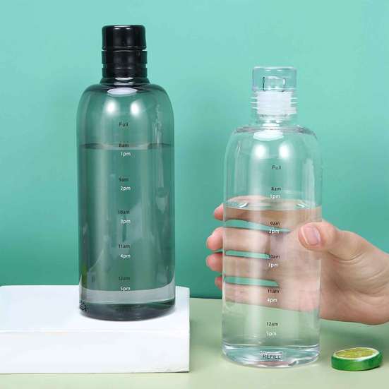 500/750ml Water Cup Time Marker Bottle BPA Free Leakproof Transparent Sports Water Bottle Fitness Gym Bottle