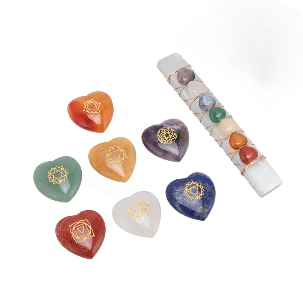 Chakra Stone Promote Positive Energy Decorative Balancing Reiki Healing Stone for Meditation Yoga Heart Shaped Chakra