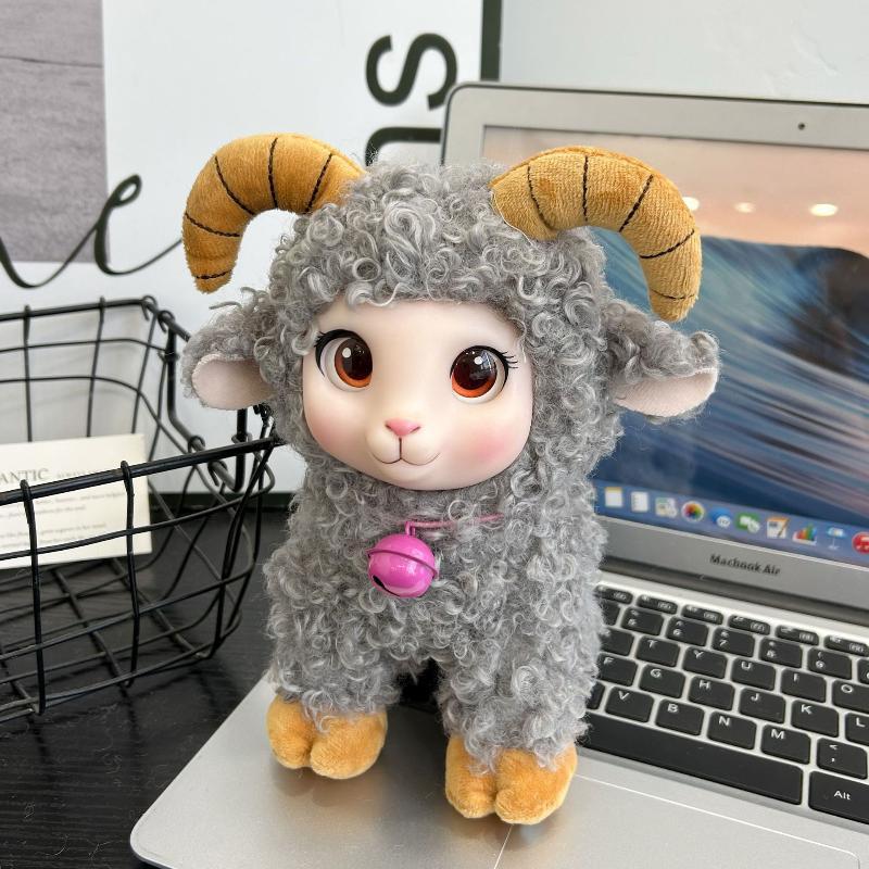 Realistic Stuffed Lamb Keychain Cute Fluffy Curly-haired Sheep Doll Pendant for Bag Car Key Girls Souvenir Gift