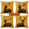 Embroidery Style Deer & Floral Throw Pillow Covers Pattern Cushion Cover Suitable For Sofa Bedroom Car Pillow Cover
