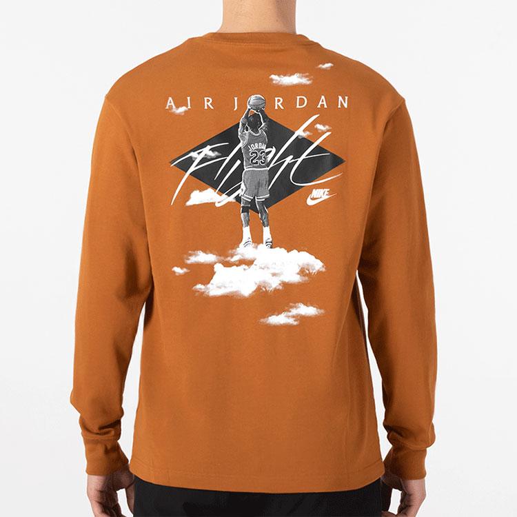 Jordan SS22 Print Long Sleeve Crewneck Sweatshirt Men Tops Khaki DH8963-241