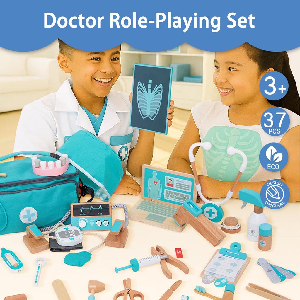 UMU Deluxe Doctor Set Toy for Ages 3 and Up - Pretend Play, Educational Toy, Doctor Set, Dentist, Medical Chart, Built-in Tools, Storage,