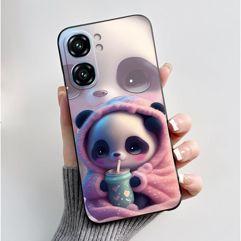 For Oukitel C58 Case Oukitel C58 Pro Cover Luxury Cute Love Rabbit Funny Pattern Black TPU Soft Silicone Protective Phone Case