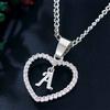 Heart Letters 26 Love Crystal Women Silver Plated Chain Jewelry Necklace