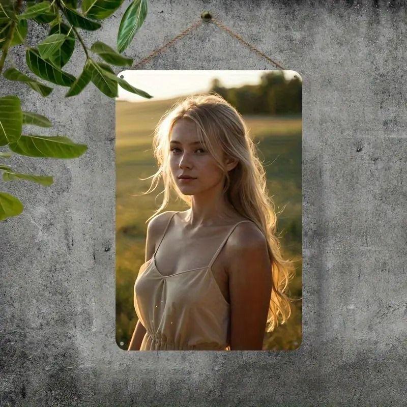 Vintage Female Silhouette Metal Tin Sign for Interior Bar & Garage Decor