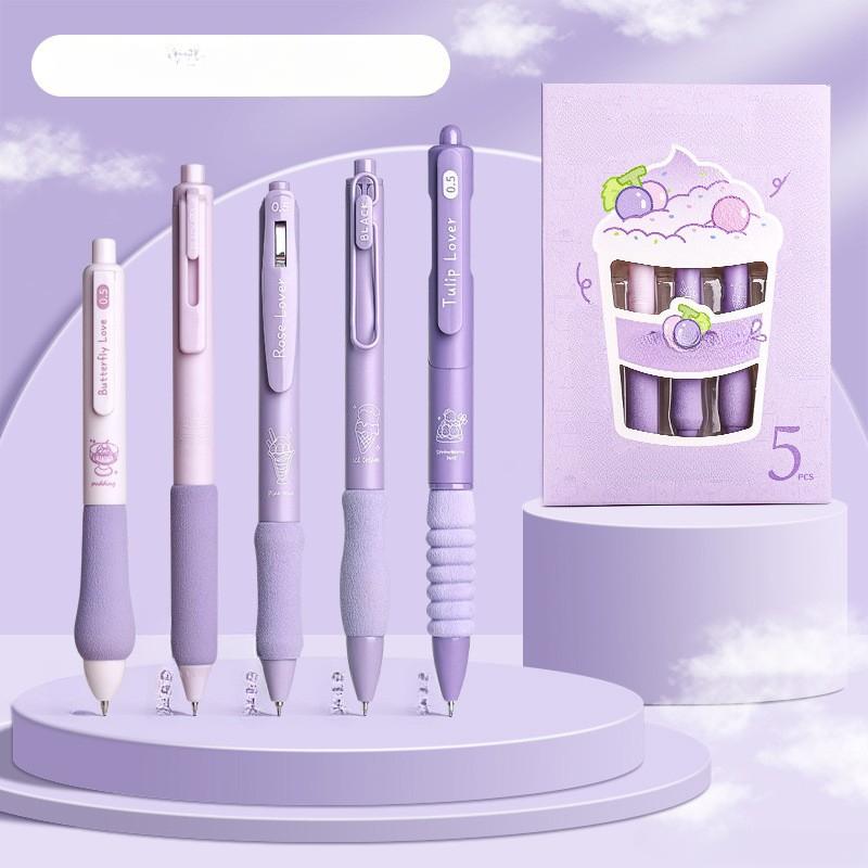 5 pièces/ensemble Ins simplicité Gel stylo coréen couleur unie 0.5MM noir mignon stylos belle papeterie stylos école étudiant/fournitures de bureau