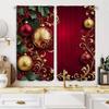 2pcs Set of Festive Christmas Curtains with Red Green Ornaments Digital Printed, Rod Pocket Design for Living Room Bedroom Decor
