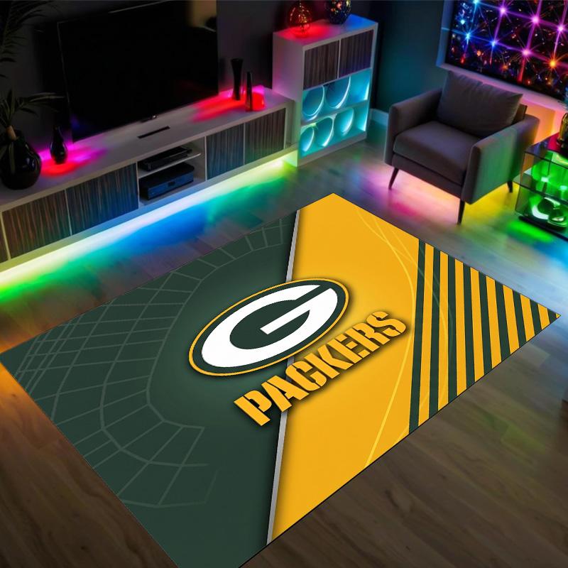 Tappeto in Velluto Cristallo Design Green Bay Packers Accogliente Non?Tappeto Stampato Antiscivolo per Camera da Letto Soggiorno Ingresso