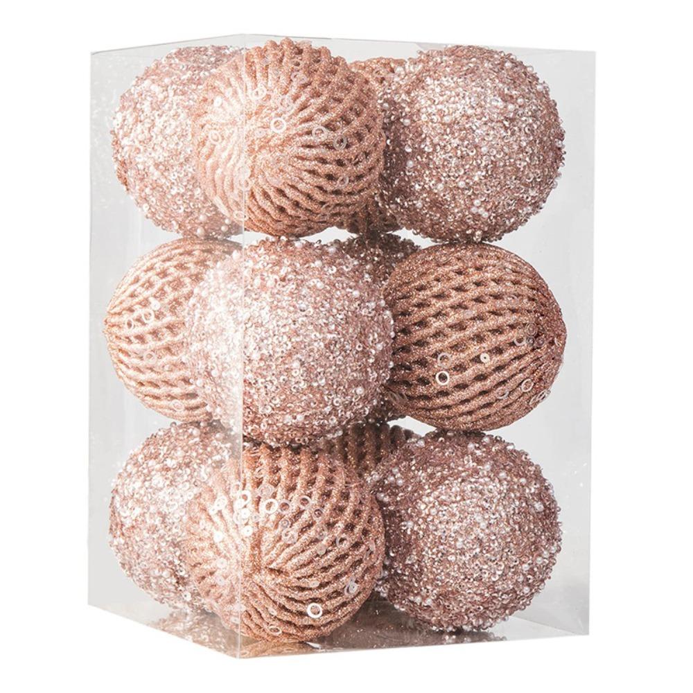 6/12pcs 8/10cm Festive Decorative Ball Glitter Christmas Tree Hanging Ornaments  Photographic Props