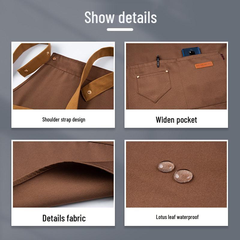 2026 Black Waterproof Waist Apron: Catering, Coffee, Milk Tea - Printed Logo, Oil-Proof, Hotel & Kitchen Use