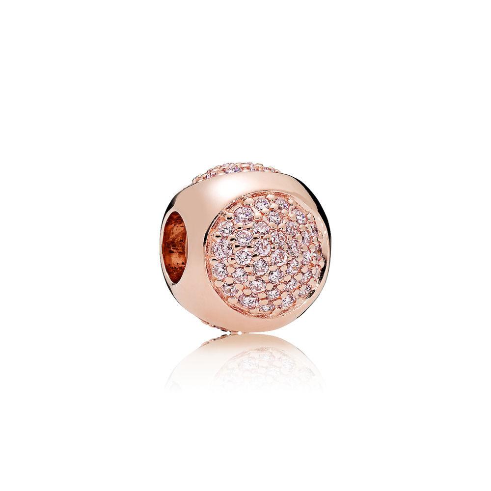 925 Silver Rose Gold Charms Open Heart Sparkling Polish Charm Pendant Clip Stopper Charms Fit Original Bracelet
