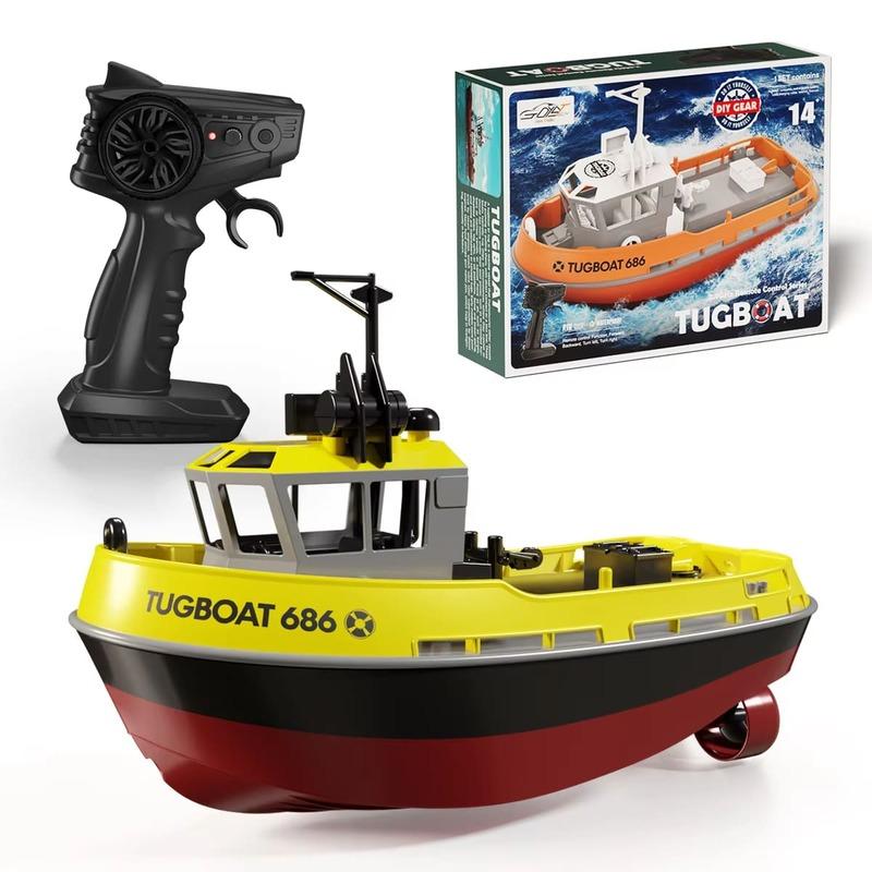 New RC Boat 2.4G Powerful Dual Motor Long Distance Wireless Power Remote Control Tugboat Model Suitable for Boys Gift Children's Toys