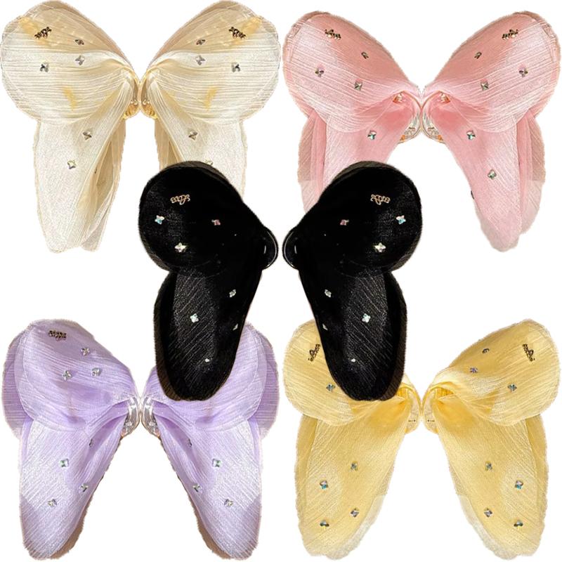 Snow Mist Butterfly Bright Tulle Butterfly Hair Clips Women's French Neck Shark Clip Hair Accessories