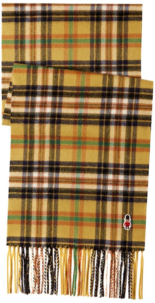 Mackintosh Philosophy MOONBAT Cashmere Wave Tartan Check with Buckingham Bear Product Approximately 30cm x 180cm 100% Scarf, Patch, Women's Gift,