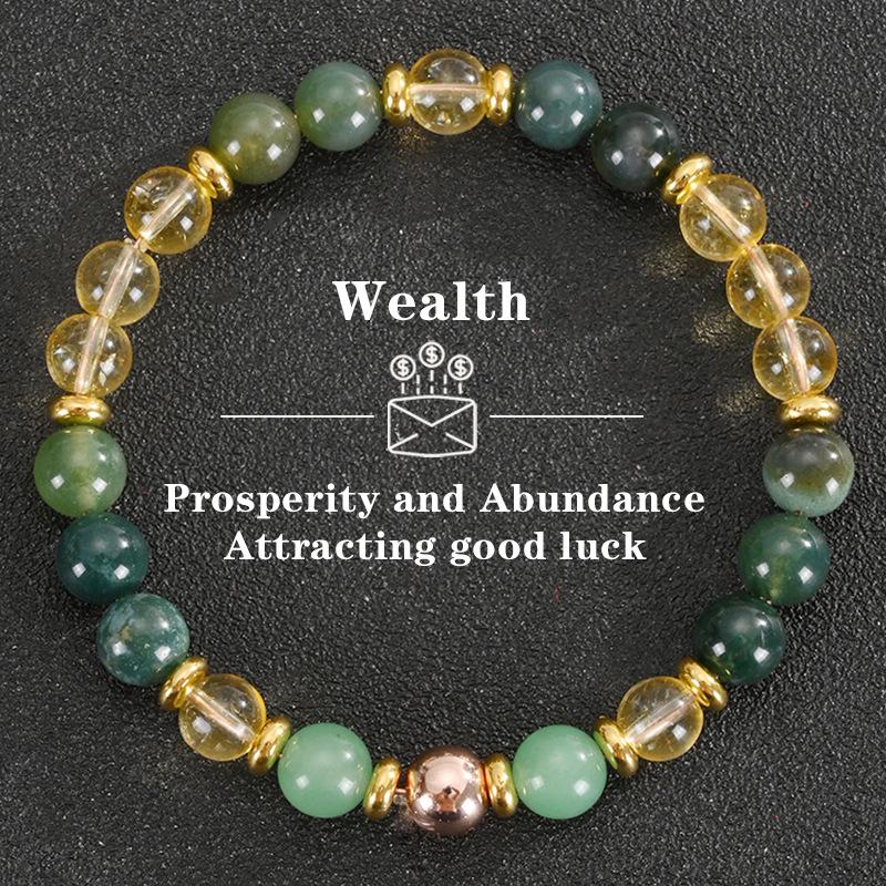 2025 Tiger Eye & Green Crystal Elastic Cord Wealth Bracelet - Handmade Jewelry