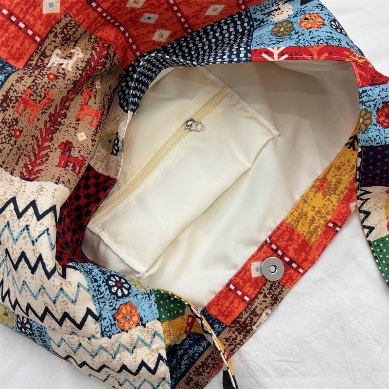 Patchwork National Style Women Shoulder Bags Vintage Ladies Shopping Bag Large Capacity Soft Corduroy Girls Tote Travel Handbags