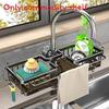 Aluminum Kitchen Sink Water Drain Organizer With Removable Tray For Home Use