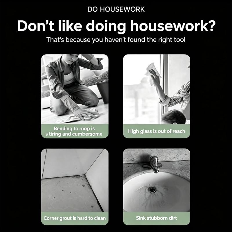 Bathroom Tile Grout Power Scrubber Rechargeable Long Handle Electric Cleaning Brush for Sink and Edge Care Tool
