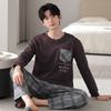 Men's pajamas spring and autumn pure cotton long-sleeved casual loungewear youth men's autumn thin cotton large-size suit