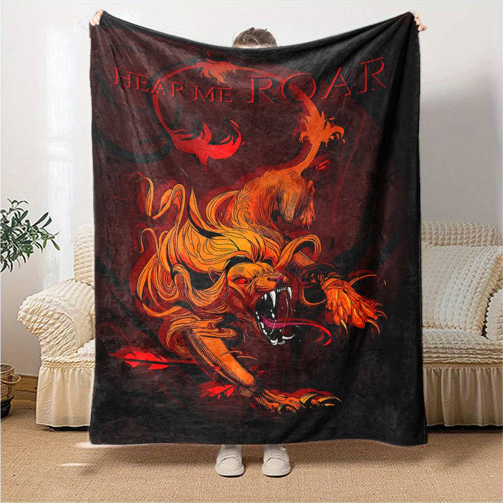 1 Stück Drachen-Gitarre-Themen-Decke Weiche Flanelldecke für alle Jahreszeiten Gemütliche Überwurfdecke mit kräftigem Grafikdruck, Reise- oder Urlaubsgeschenk für Familie & Freunde