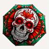 Day of the Dead Sugar Skull Stained  DecorUmbrella, Portable 3-Fold Compact Umbrella,Christmas Gift ES646