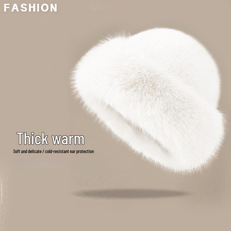 Women's Faux Mink Fur Winter Fisherman Hat - Ethnic Style, Windproof, Warm, Ear Protection, Versatile Plush Mongolian Design