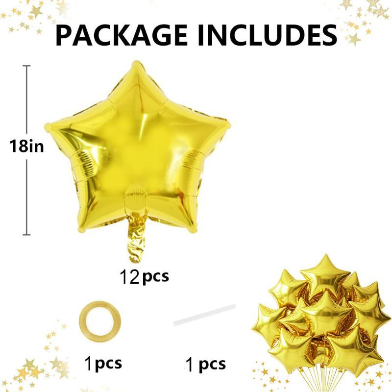 12Pcs 18Inch Multicolor Star Balloon Foil Balloon Pentagram Helium Balloon Christams Birthday Party Wedding Decoration