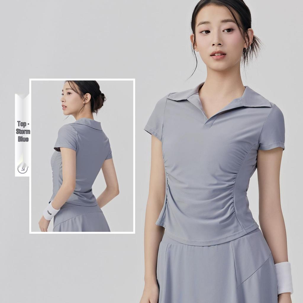 Women's Anti-Glare Tennis Skirt & Breathable Yoga Top Set: Slimming, Waist-Cinching, Casual Sportswear