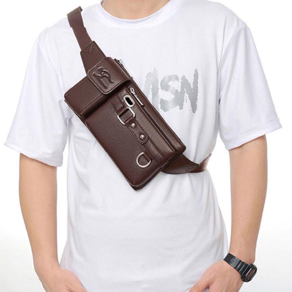 PU Leather Carry Case Purse Chest Bag Crossbody Bag Mens Belt Bag Phone Pouch Waist Packs