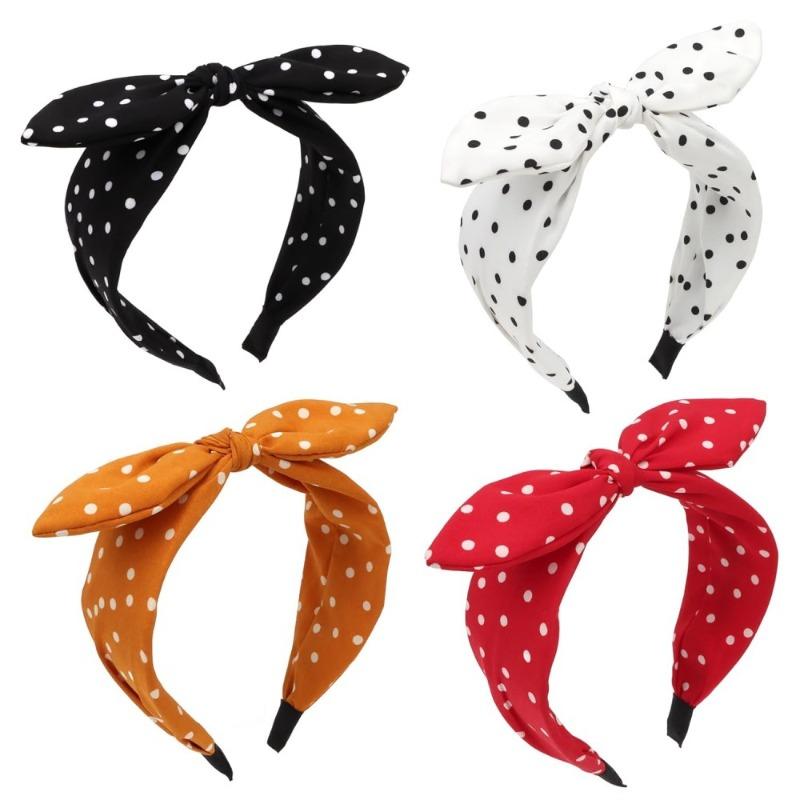 Retro Einfaches Pünktchen Schleife Stirnband Damen Neu Haarnadel Breitkrempig Hoher Kopfschmuck All-Match High-End Haarschmuck
