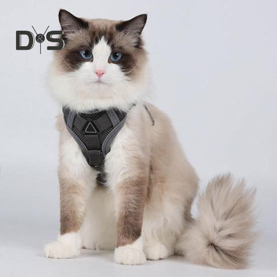 Cat Harness And Leash Reflective Strips Jacket Breathable Adjustable Vest Harness Escape Proof Easy Control Leash for Cats