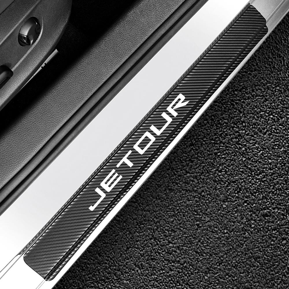 4ks Samolepky z uhlíkových vláken na prah dveří auta Pro JETOUR X70 X90 PLUS X70S X70M X95 Samolepka s ochranou proti poškrábání