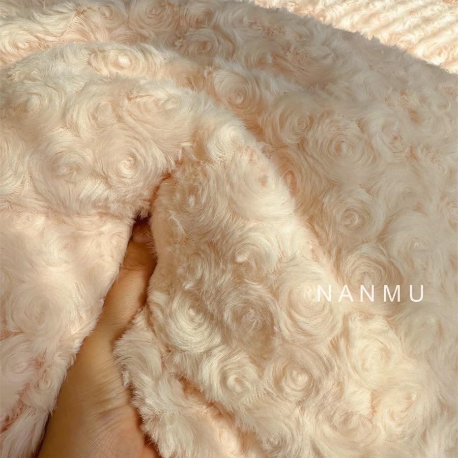 Cream Rose | Fairy Lace Thickened Milk Fleece Four-Piece Winter Rex Rabbit Fleece Fleece 1.8 Sheet