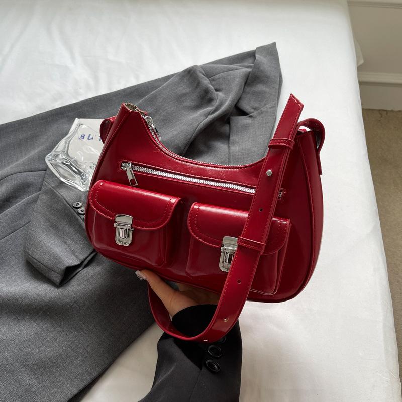 Retro Multi Pocket Underarm Bag Women's Shingle Shoulder Bag New Fashion Personalized Cool Girl Motorcycle Crossbody Bags