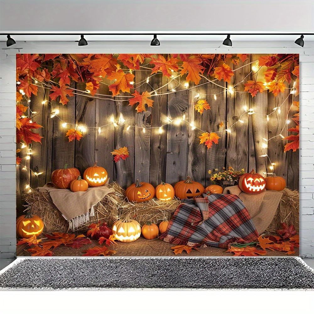 1 piece of autumn maple leaf hay pumpkin farm Thanksgiving background cloth - country style autumn decoration