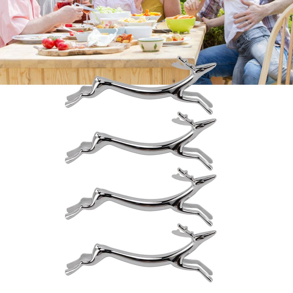 4PCS Cutlery Rest Silver Chopstick Stand Electroplated Polished Zinc Alloy Animal Shape Versatile Holder Rack for Fork Spoon
