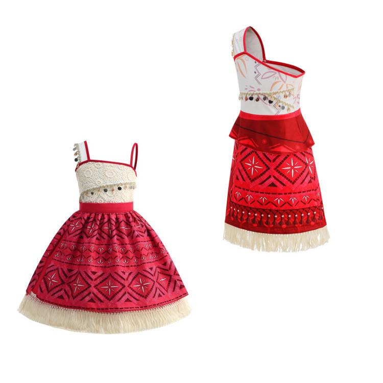 Moana Cosplay Dress For Girls With Fluorescent Fabric Kids Princess Costume For Birthday Gift