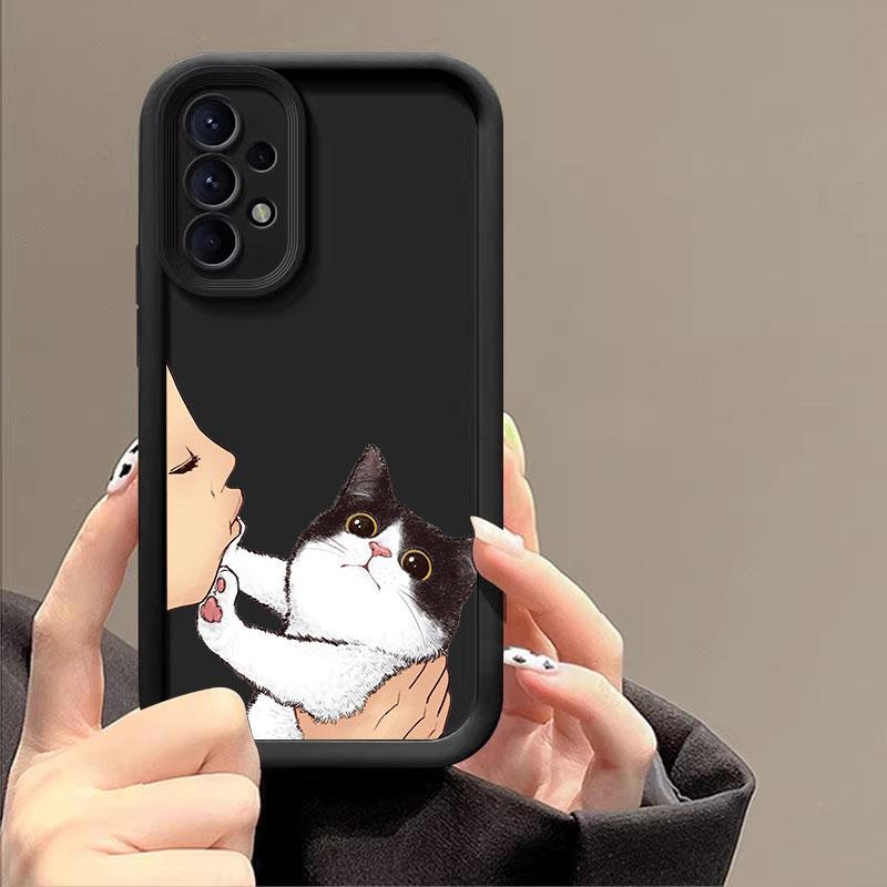 Funda Linda Gato Americano de Pelo Corto Para Samsung A55 A35 A13 A54 A53 A52 A34 A33 A32 A21S A14 A23 A24 A12 A51 A71 Funda de Teléfono
