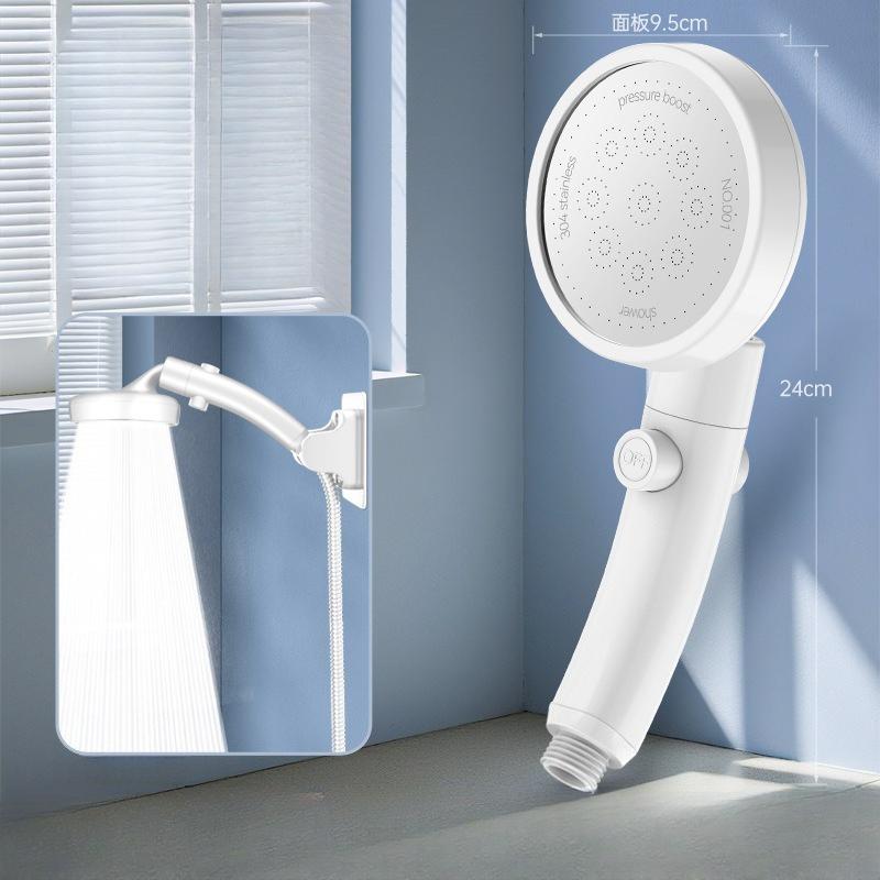High Pressure Shower Head with Stop Button Booster Shower Head Handheld Rainfall Showerhead Faucet Bathroom Accessories белый