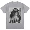 Funny Chimp Playing Chess Meme Graphic Tshirts Unisex Women Vintage Humor Tshirts Oversized Cozy Cotton Casual T Shirt Streetwear