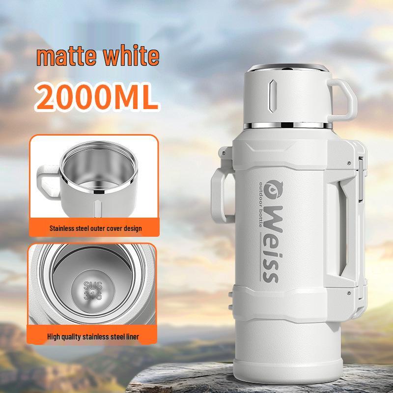 Food-Grade Thermos Flask with Tea and Water Separator - Large Capacity, Portable for Outdoor Use