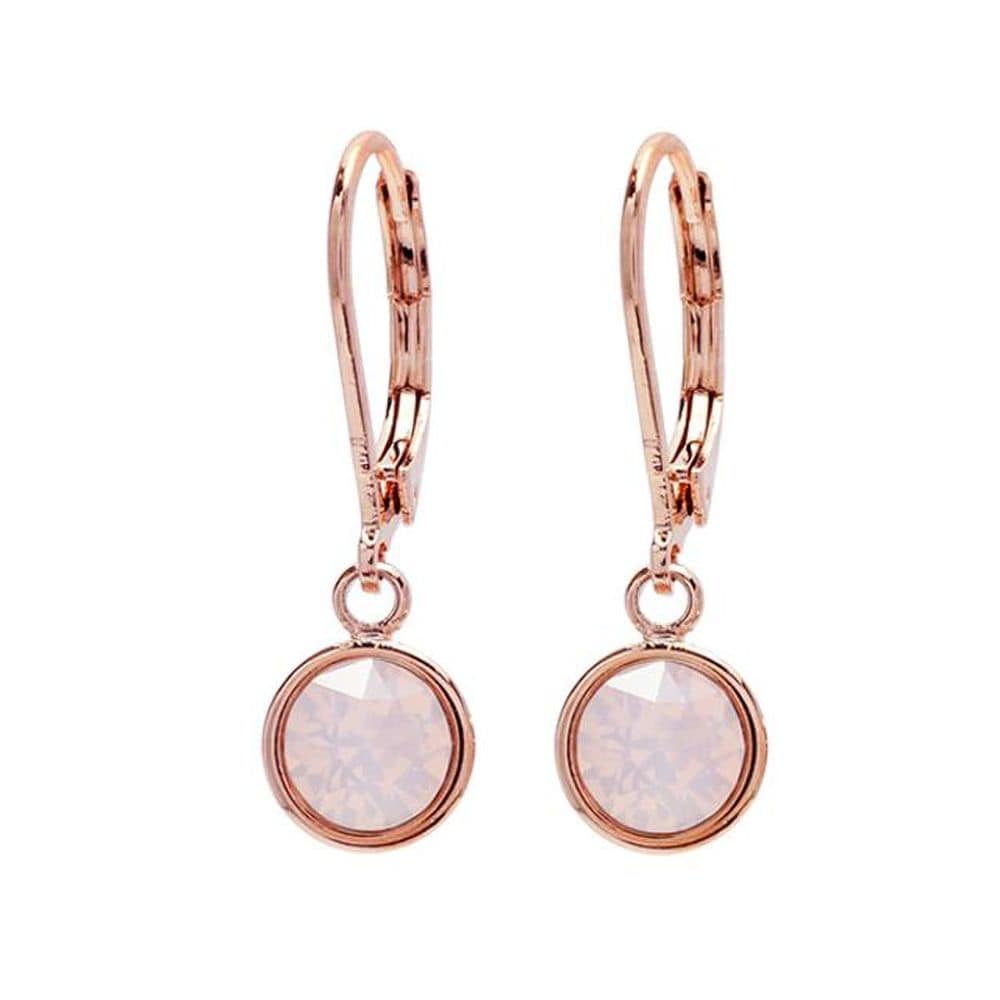 Austrian 6mm Crystal Hoop Earrings - Rose Opal