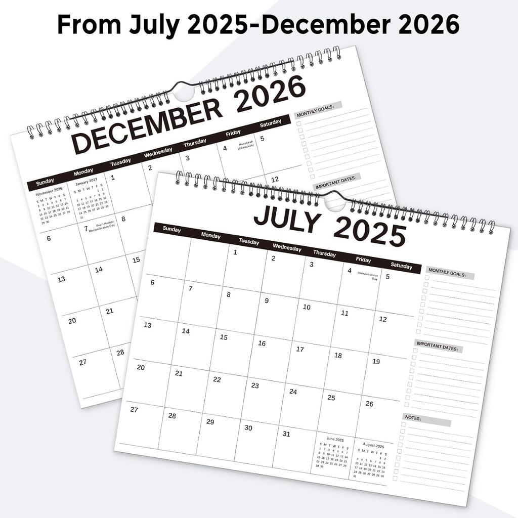 2026 Wall Calendar, 2026 Monthly Wall Calendar,18 Months Calendar Planner 11.5"x14.5",Planner with Thick Paper for Planning and Organizing for Home,