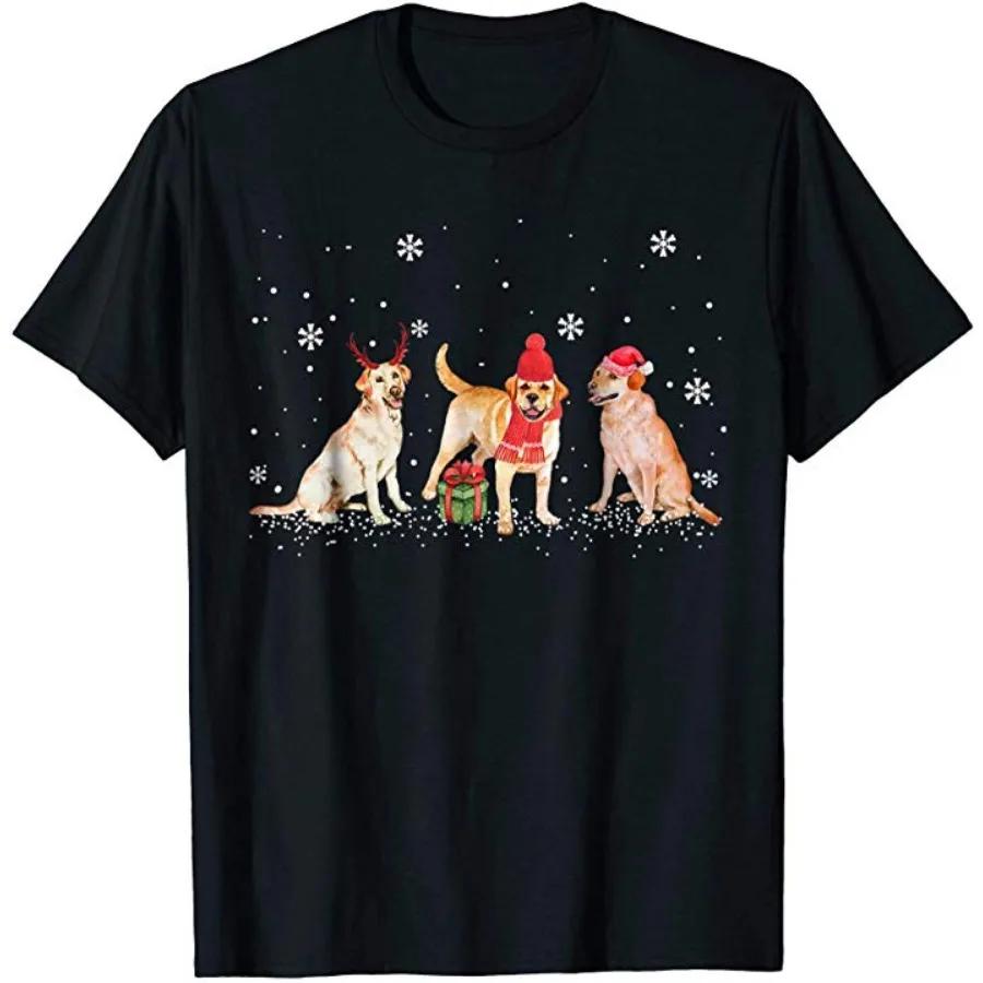 

Santa Hat Reindeer Horn Labrador Dogs Christmas TShirt 100 Cotton ONeck Summer Short Sleeve Casual Mens Tshirt Size S3XL S