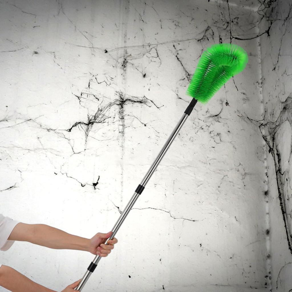NUOLUX Stainless Steel Gutter Brush, Spider Web Preventer, Cleaner Tool with Telescopic Extension Poles (2 Brushes + 6 Poles), 230cm X 16cm X 8cm