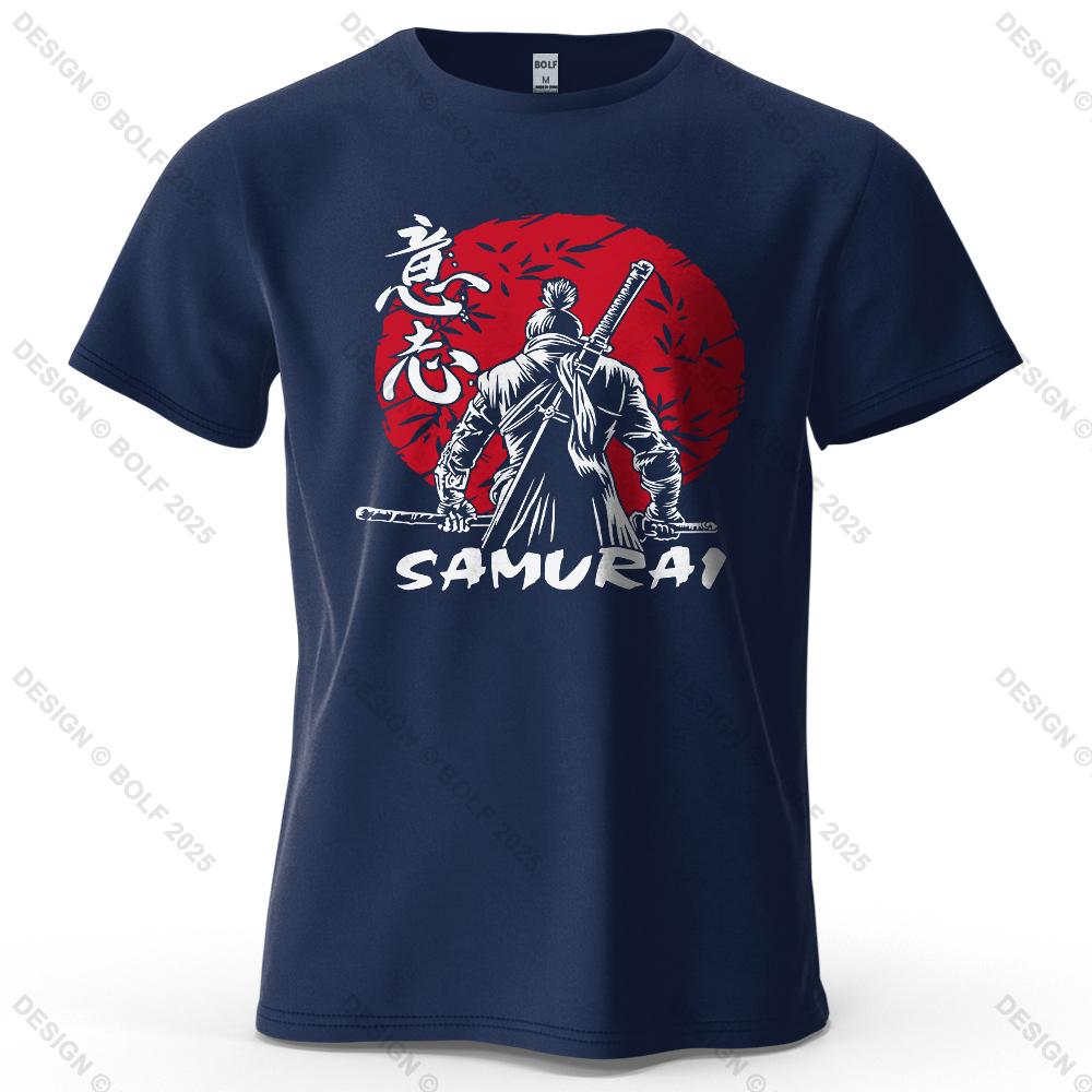 Samurai Will Vintage Printed Men's T-Shirt 100% Cotton Oversized Determined Graphic Tees for Women Tops Tees Casual Streetwear
